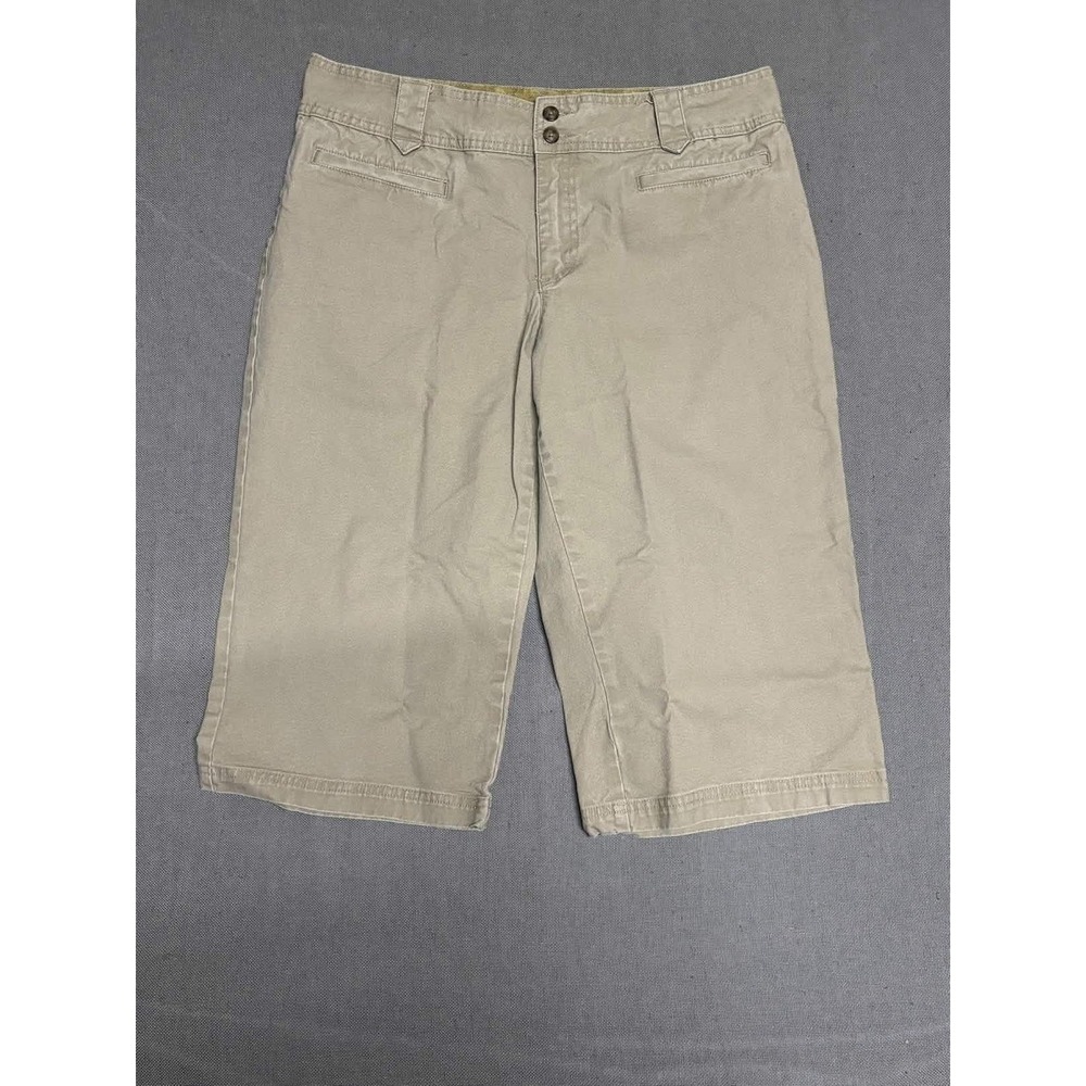 Cabelas Women 12 Khaki Cotton Spandex Cargo Capri Pants Hiking Outdoor 925005
